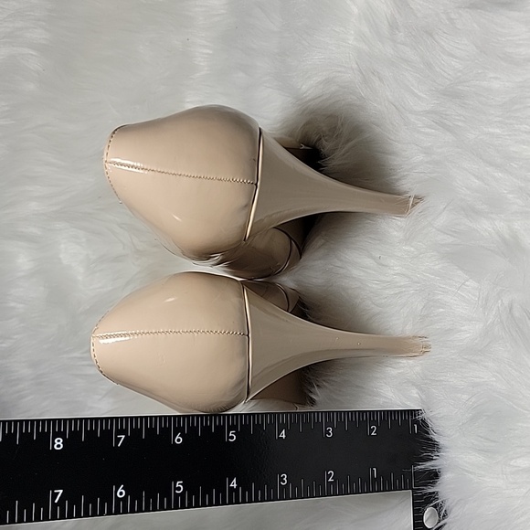 ELLE women's Nude Patent Leather Vegan smStiletto High Heel Shoes 8 1/2 M - Picture 5 of 10